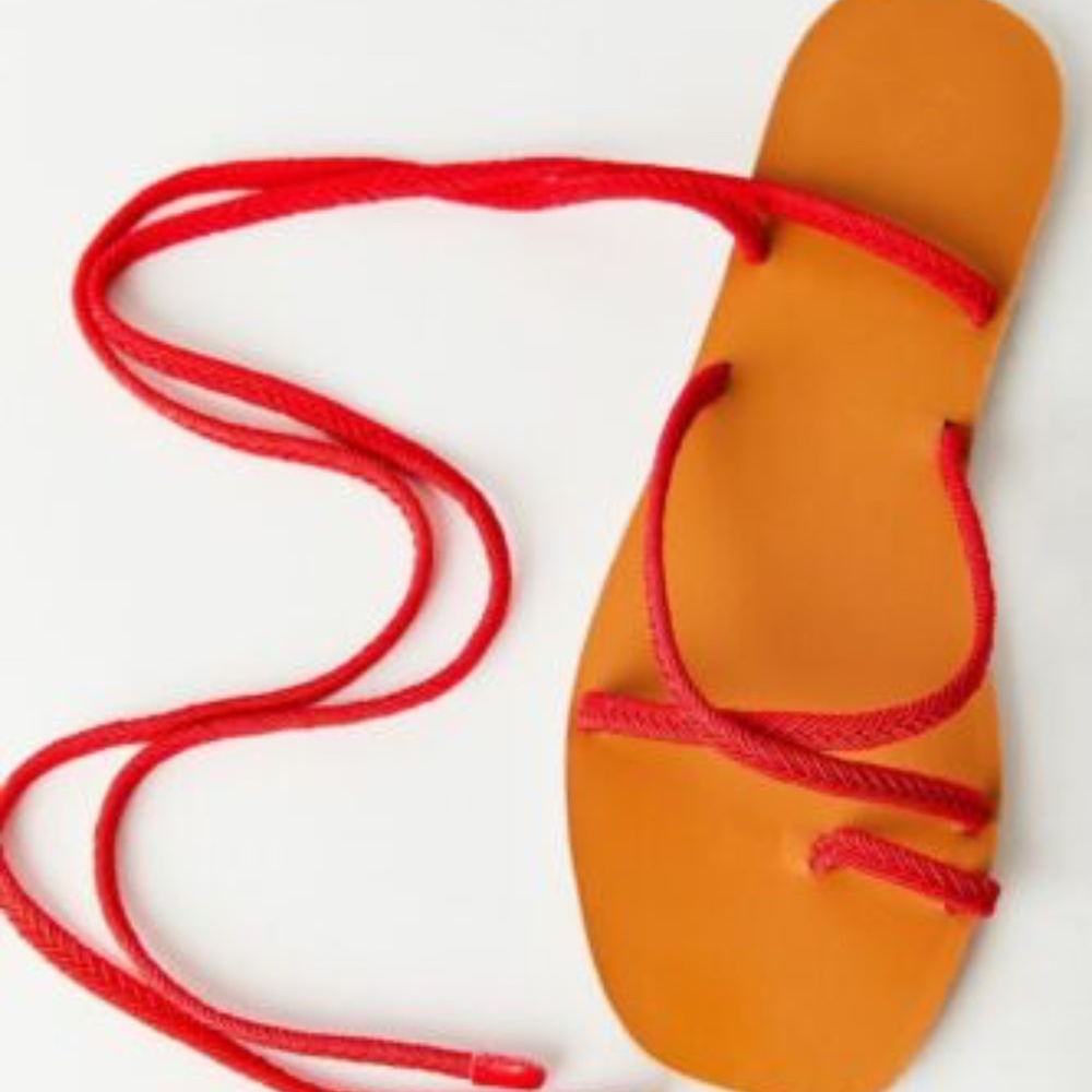 Urban Outfitters UO Jess Rope Wrap Sandals in Red